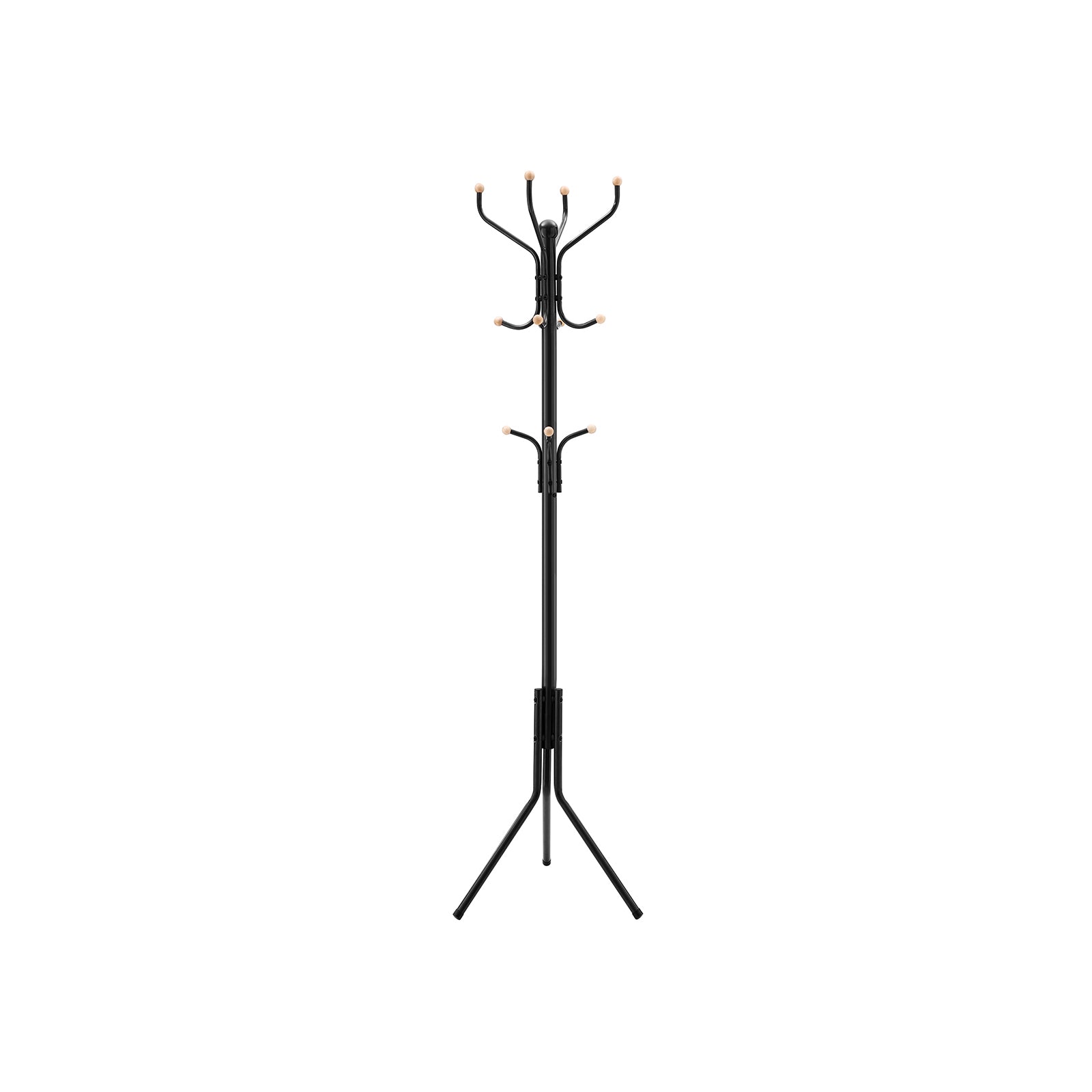 Clothes Stand – Metal – Black – 182 cm Height with Hat and Handbag Hooks