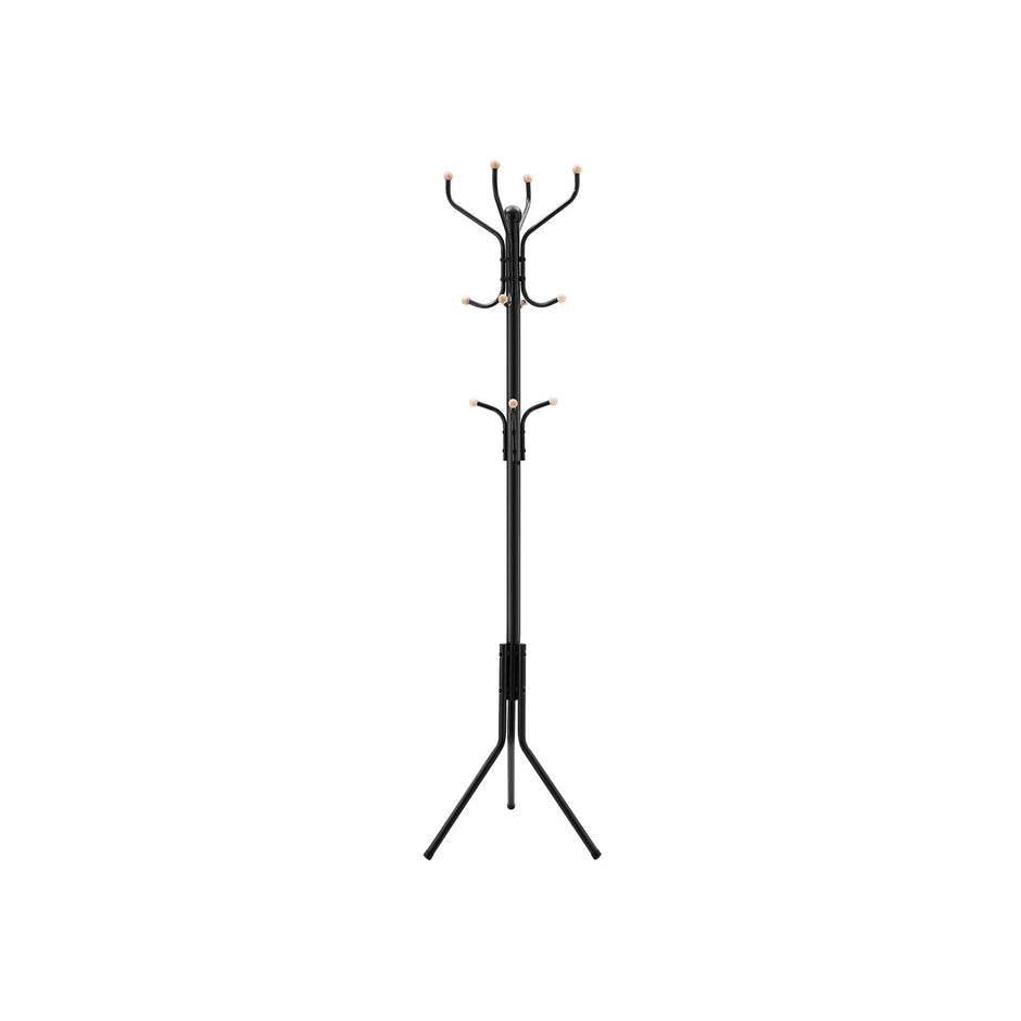 Clothes Stand – Metal – Black – 182 cm Height with Hat and Handbag Hooks