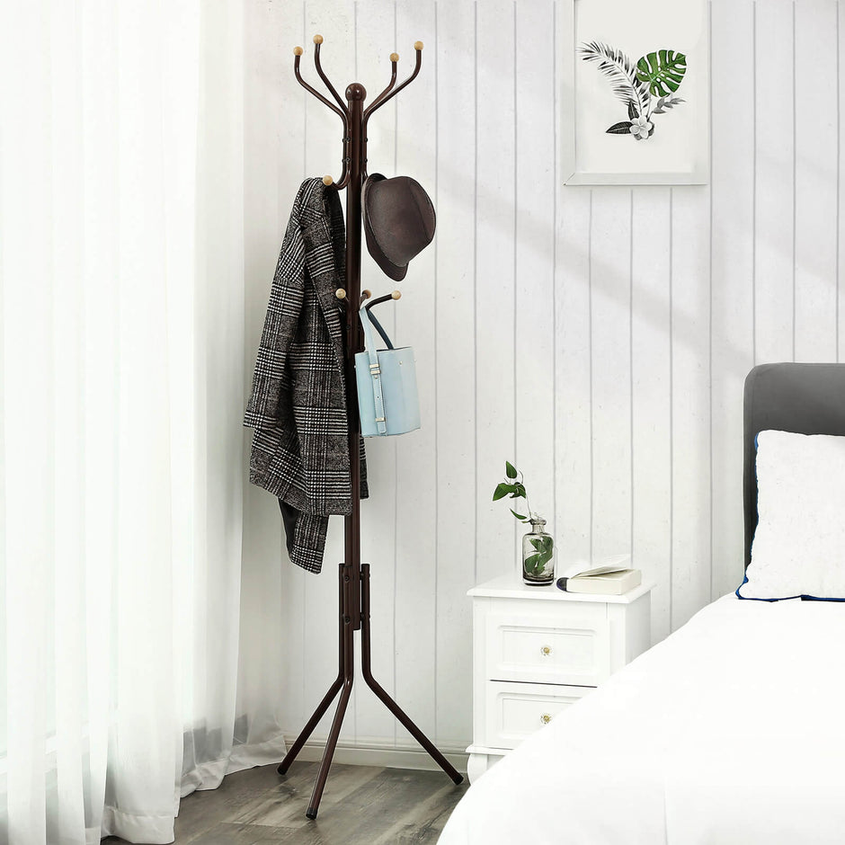 Clothes Stand – Metal – Black – 182 cm Height with Hat and Handbag Hooks