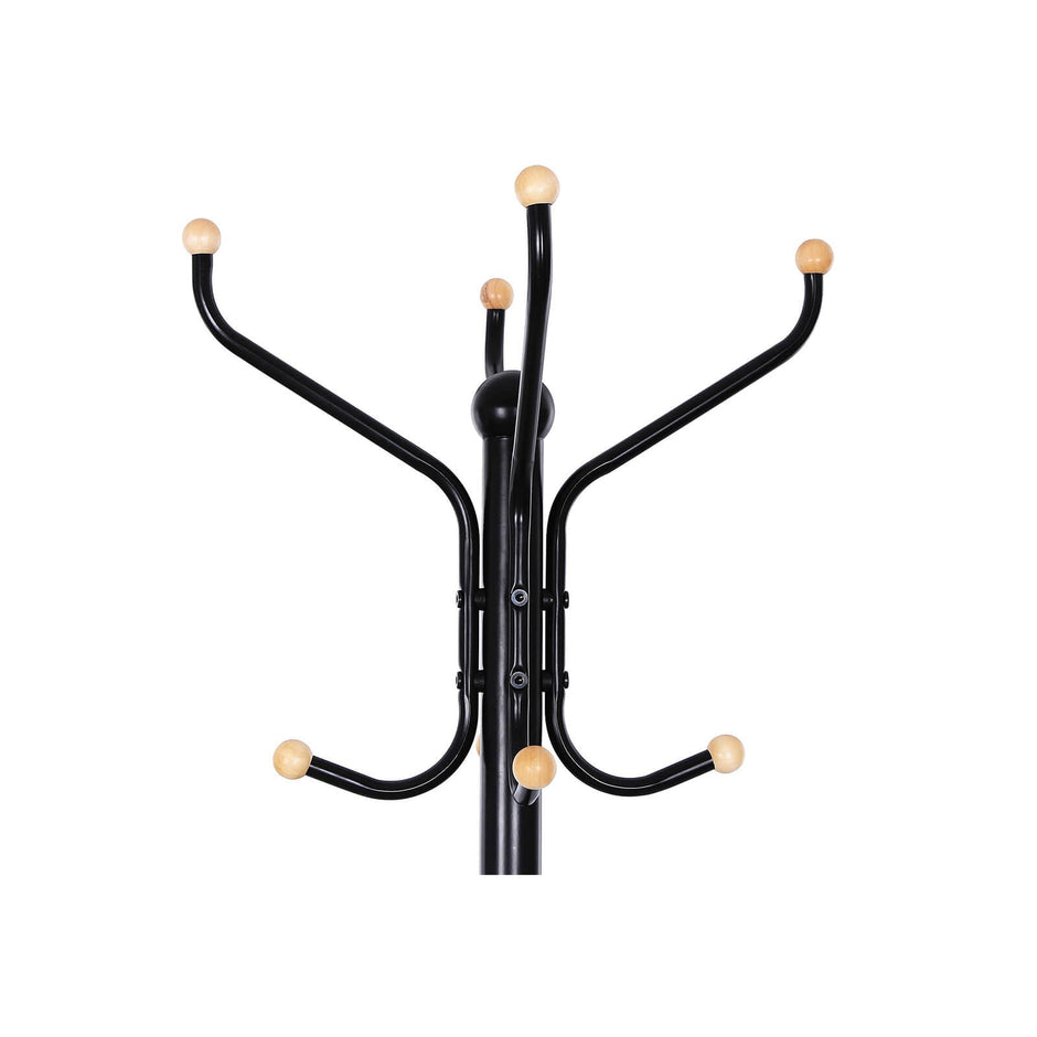 Clothes Stand – Metal – Black – 182 cm Height with Hat and Handbag Hooks