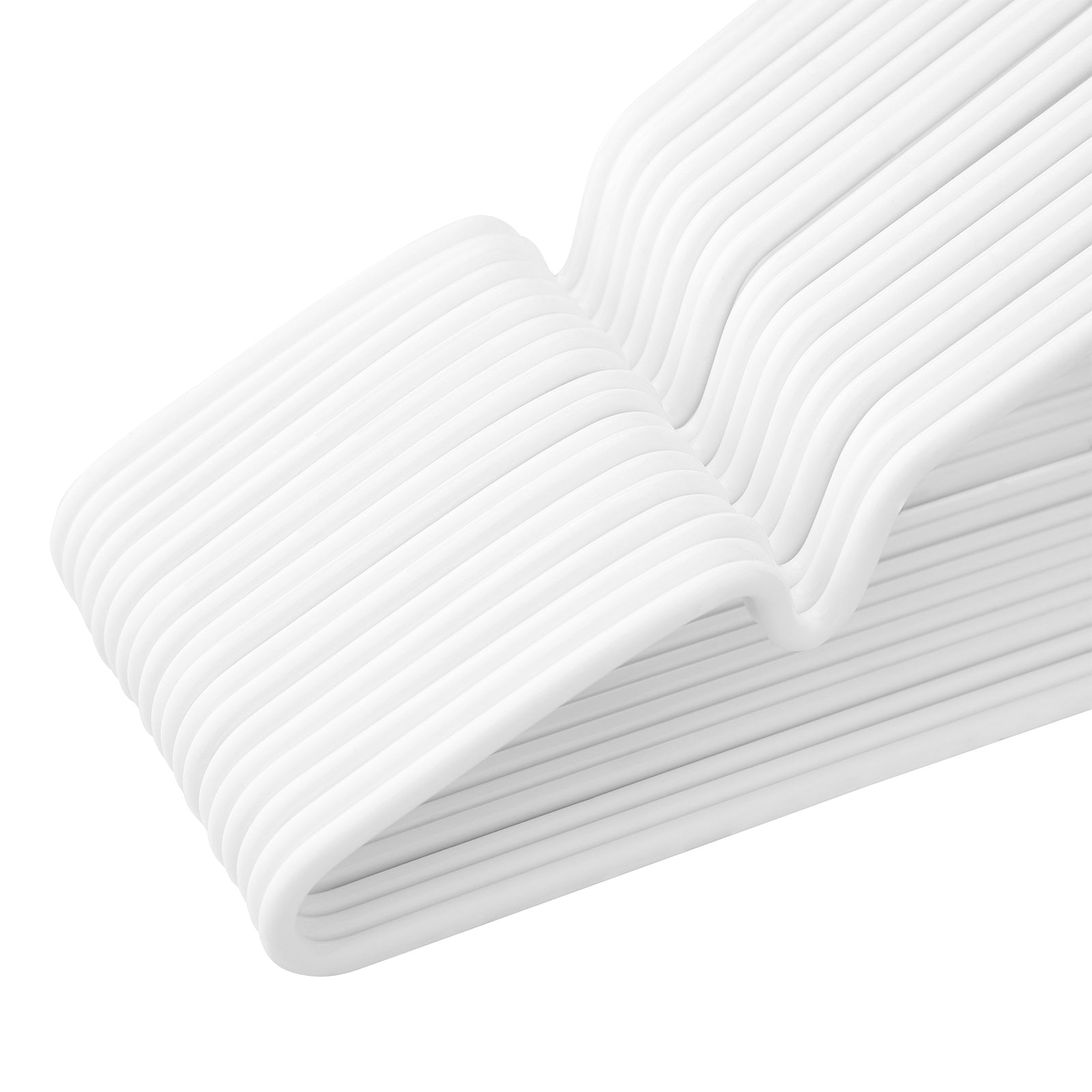 Metal Coat Hanger Set – Metal with PVC Coating – White – Non-Slip with Notches – 20 Pack