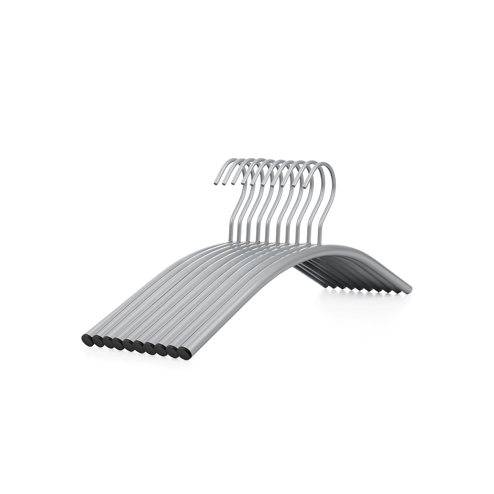 Heavy Duty Metal Coat Hangers – Metal – Grey – 360° Swivel Hook, 10 Pack, 43 cm Wide