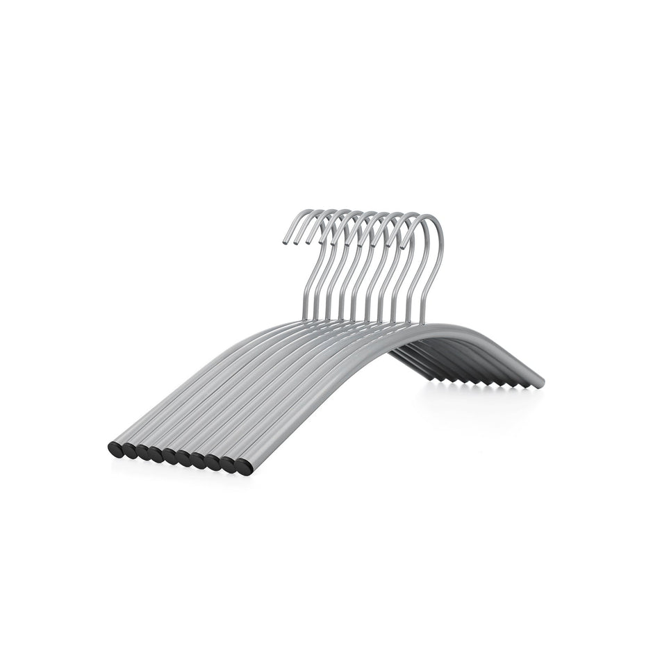 Heavy Duty Metal Coat Hangers – Metal – Grey – 360° Swivel Hook, 10 Pack, 43 cm Wide