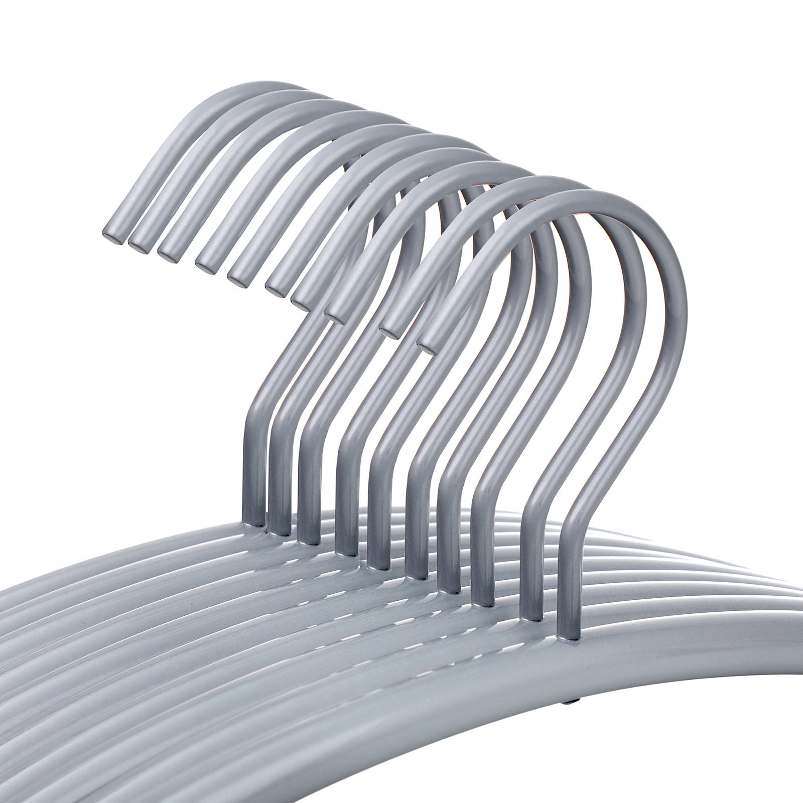 Heavy Duty Metal Coat Hangers – Metal – Grey – 360° Swivel Hook, 10 Pack, 43 cm Wide