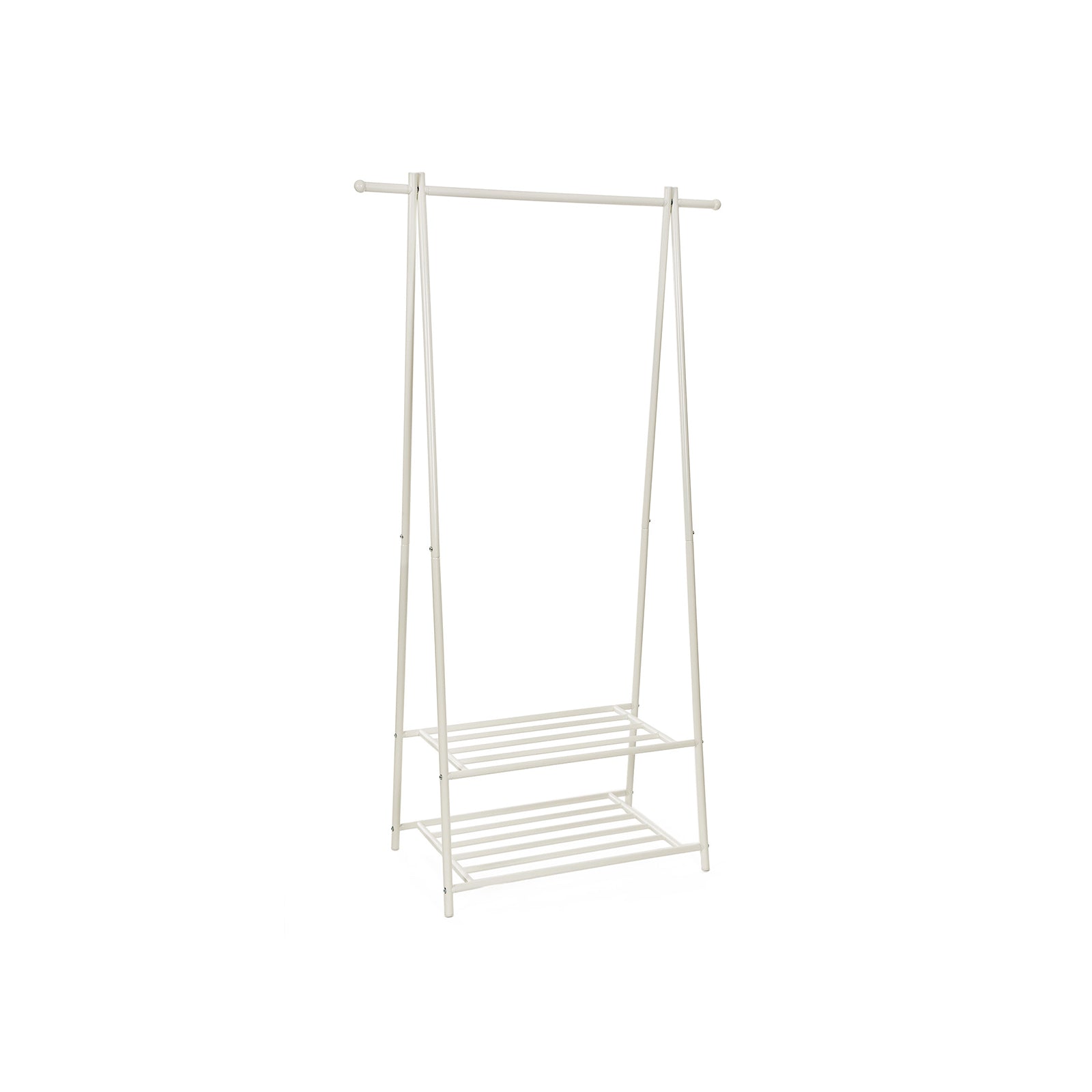 2-Tier Coat Rack – Metal – Black – Entryway Organizer with Shoe and Hat Storage