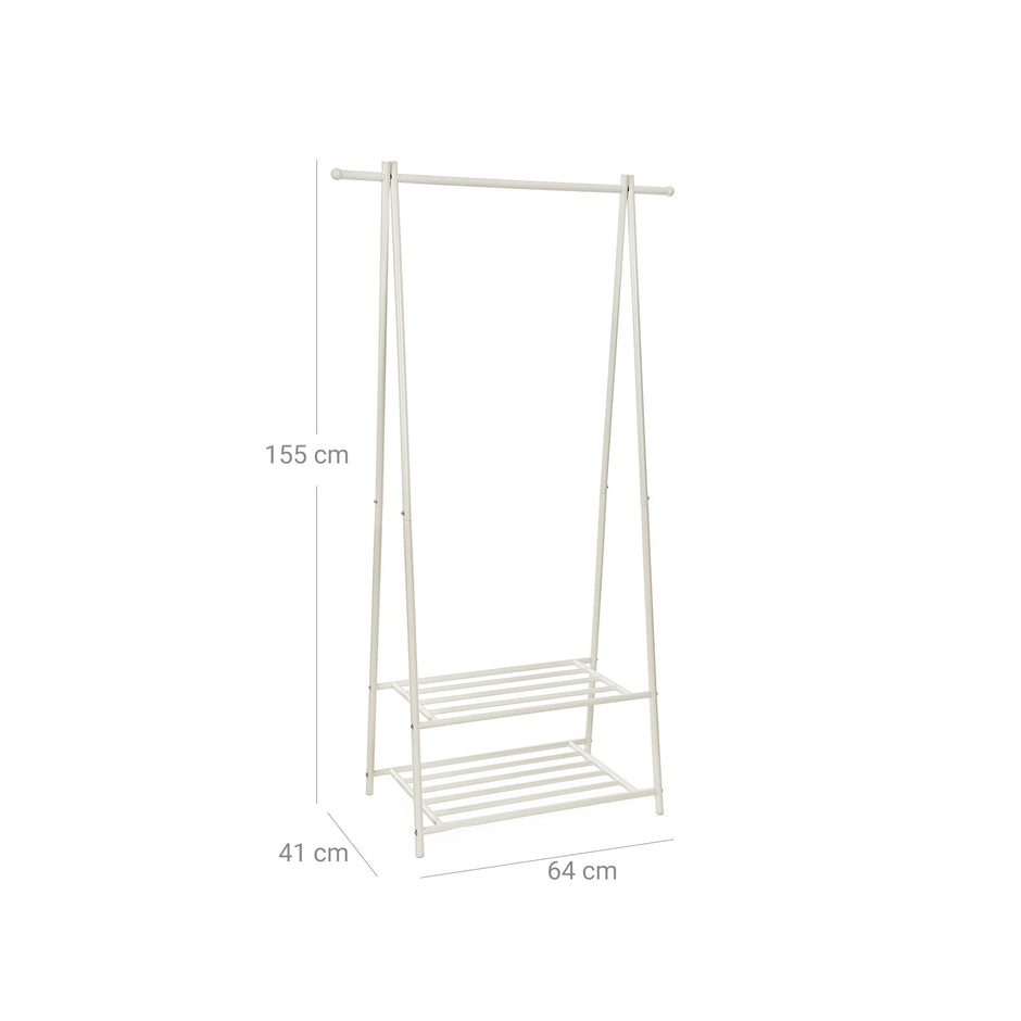 Metal Coat Rack – Metal – Black – 2-Tier Entryway Organizer with Shoe and Hat Stand