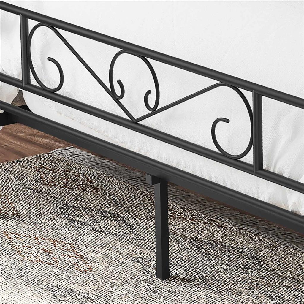 Double Bed Frame – Metal – Black – Fits 140 x 190 cm Mattress, No Box Spring Needed, Simple Assembly