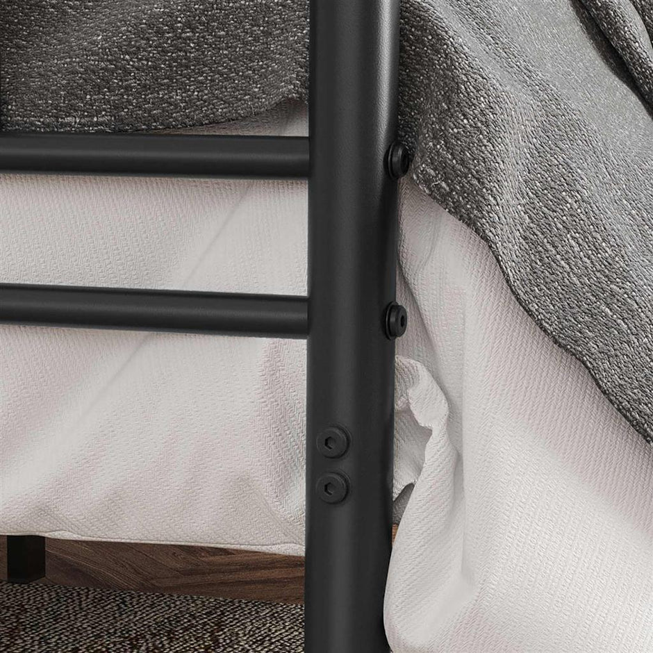 Double Bed Frame – Metal – Black – Fits 140 x 190 cm Mattress, No Box Spring Needed, Simple Assembly