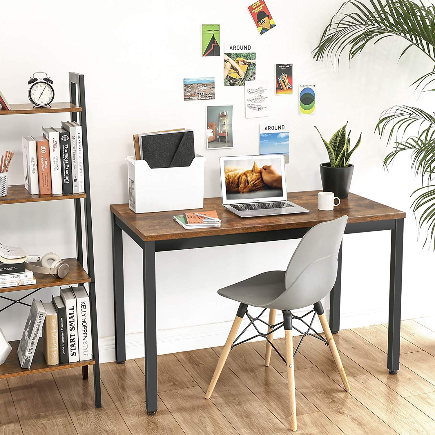 Computer Desk – Metal – Black and White – Large Desktop, Easy Assembly
