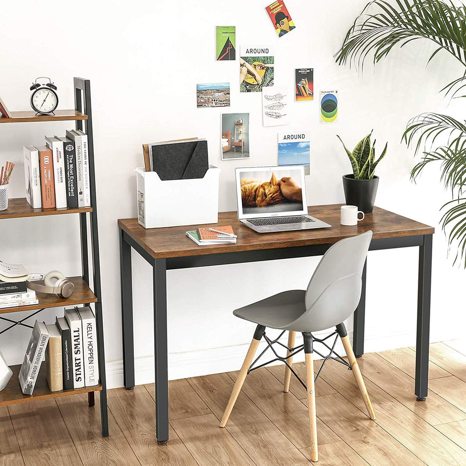 Computer Desk – Metal – Black and White – Large Desktop, Easy Assembly