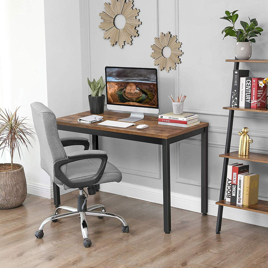 Computer Desk – Metal – Black and White – Large Desktop, Easy Assembly