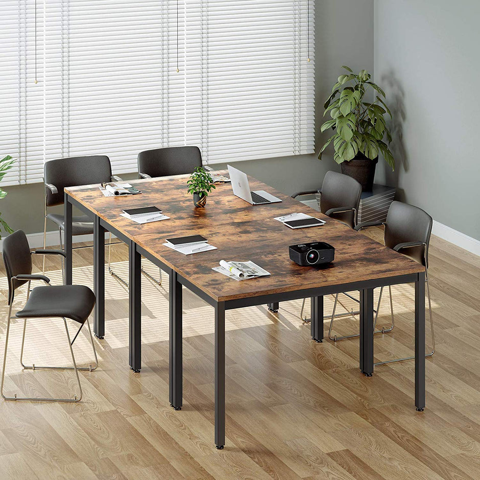 Computer Desk – Metal – Black and White – Large Desktop, Easy Assembly