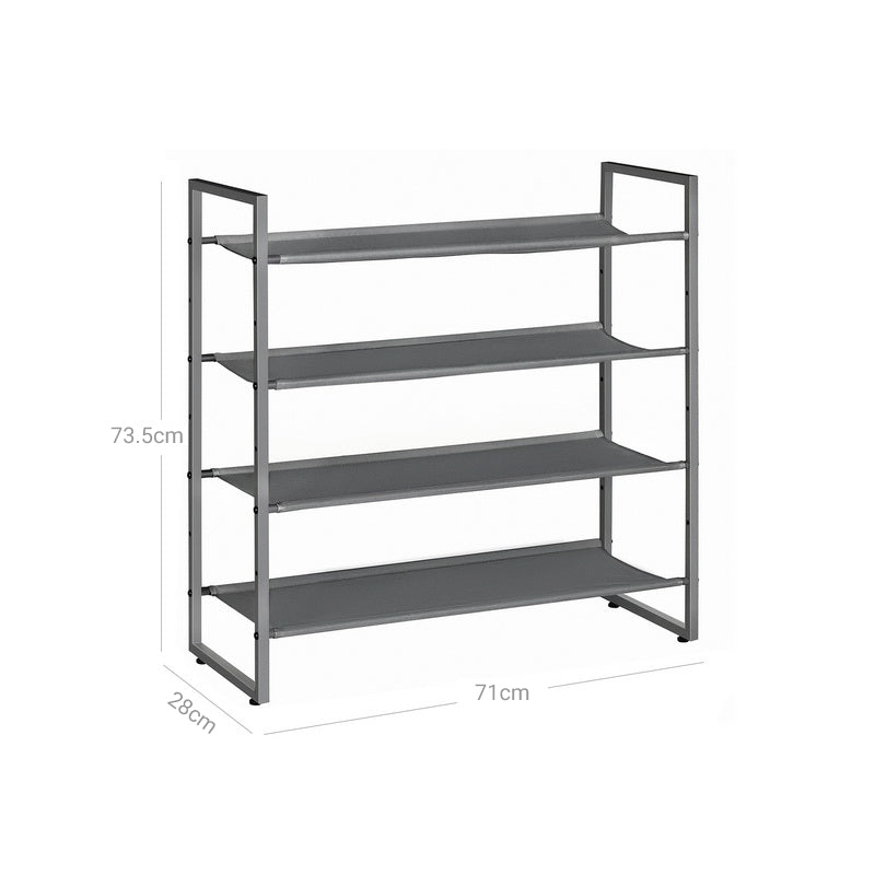 Shoe Rack – Metal Frame & Oxford Fabric – Black – Adjustable & Expandable 4-Tier Design