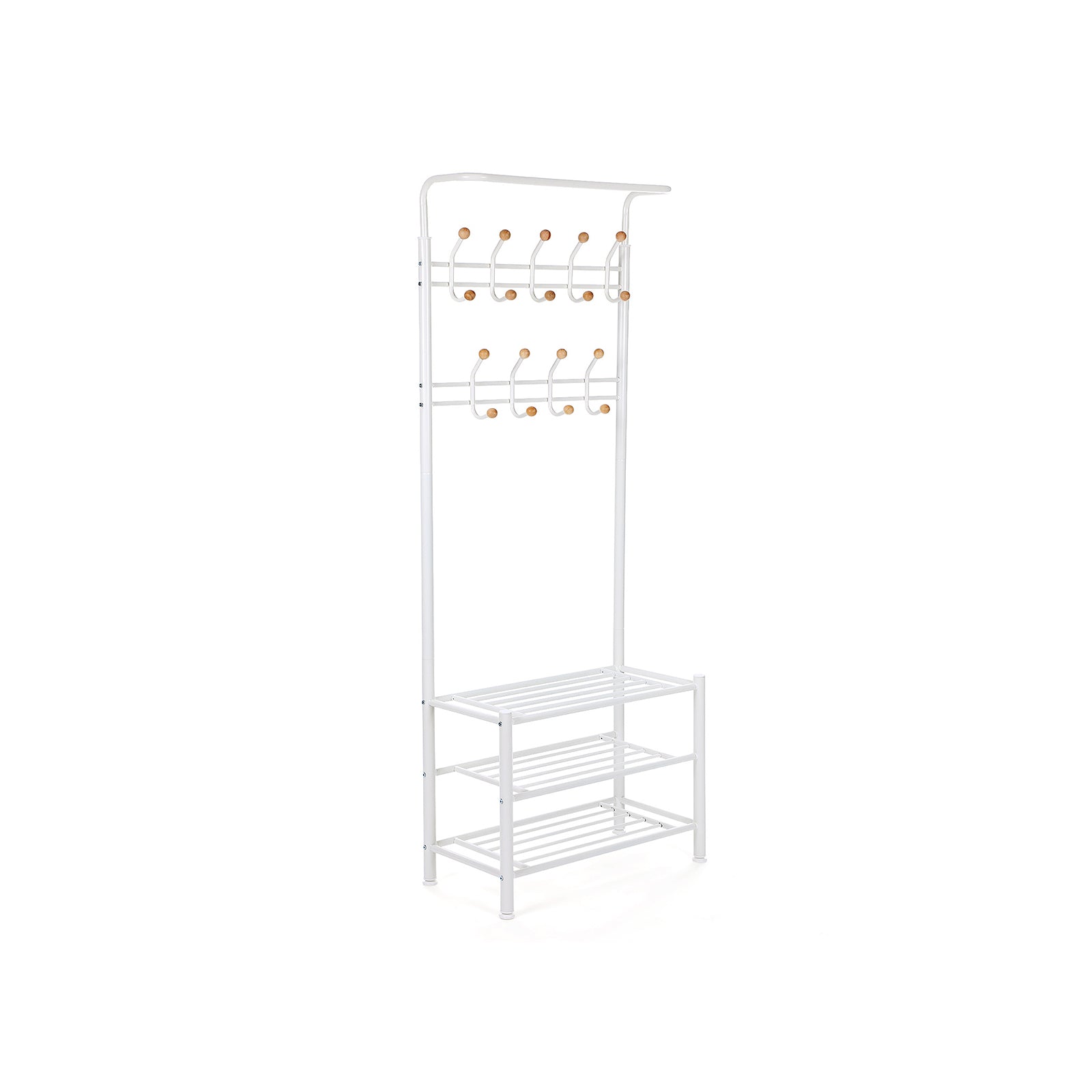 Hall Tree – Metal – Black – Multi-Purpose Entryway Organizer with Coat Stand and Shoe Rack