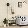 Metal Hallway Rack – Metal – Cream – Multifunctional Coat and Shoe Organizer