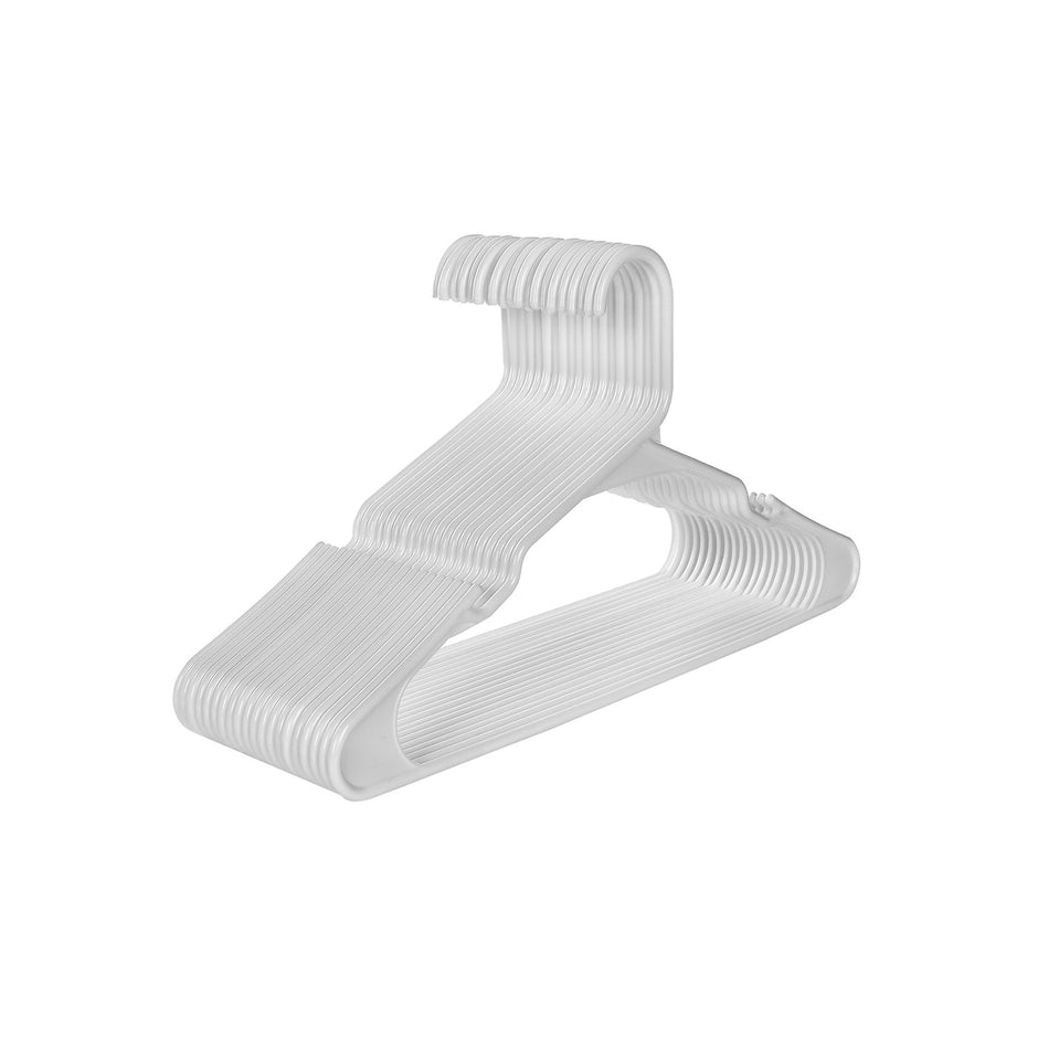 Plastic Clothes Hangers – Plastic – White – Space Saving, Thin Design – 50 Pack