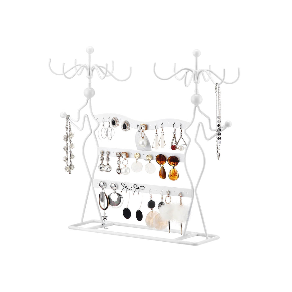 Jewellery Organiser – Metal – White – Multi-Level Necklaces Holder
