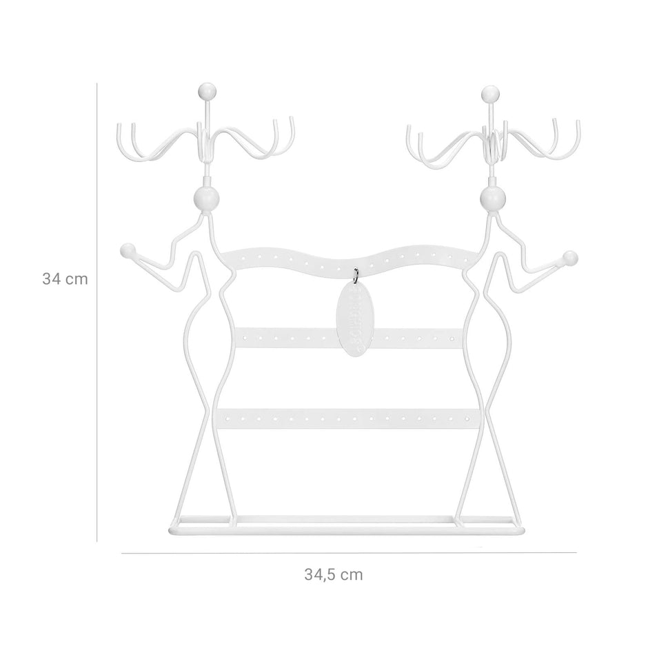 Jewellery Organiser – Metal – White – Multi-Level Necklaces Holder