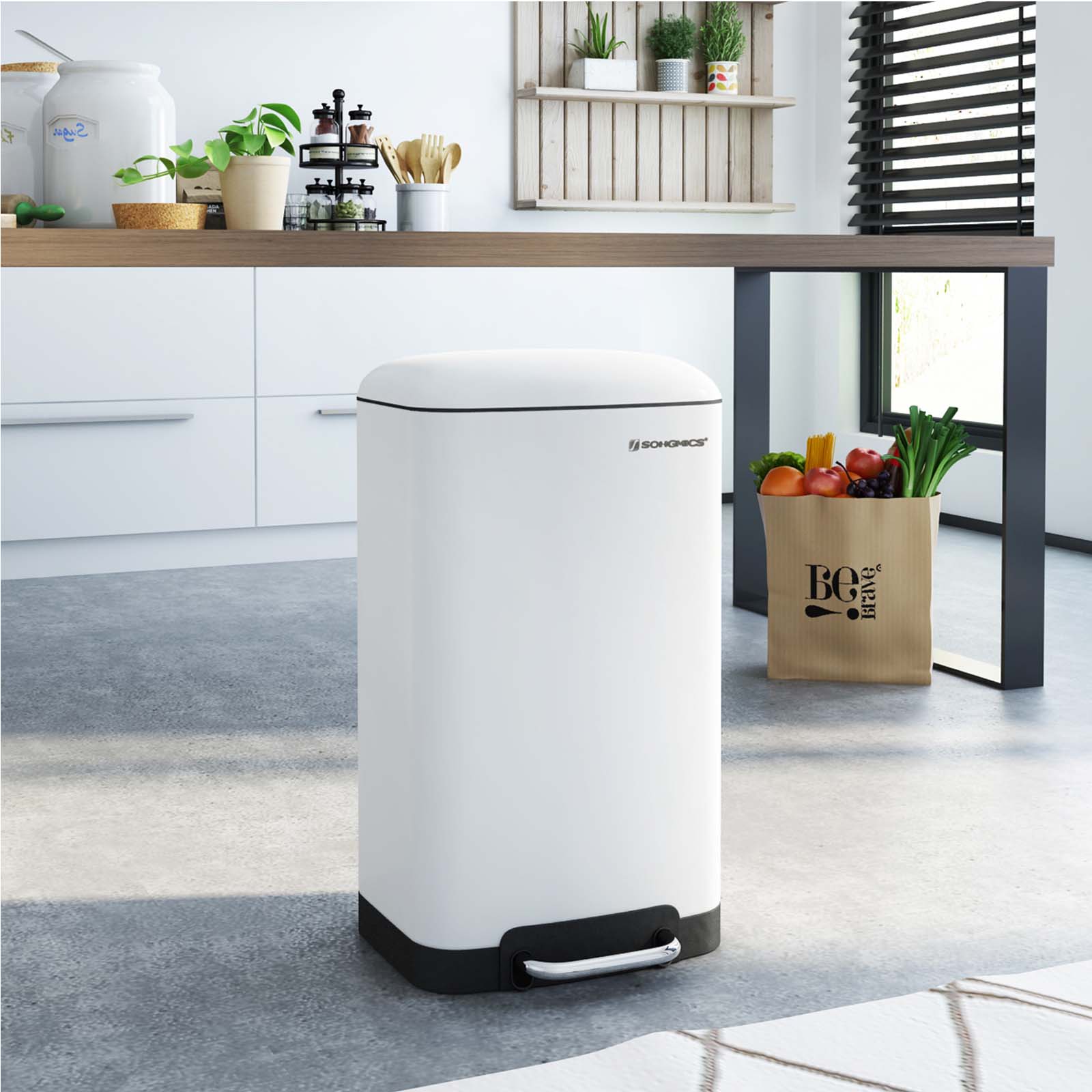 Pedal Bin – Stainless Steel – Silver – 30L Capacity with Soft Close Lid and Non-slip Base