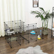 Pet Playpen – Metal Mesh – Black – Customisable Fence with Door for Small Animals