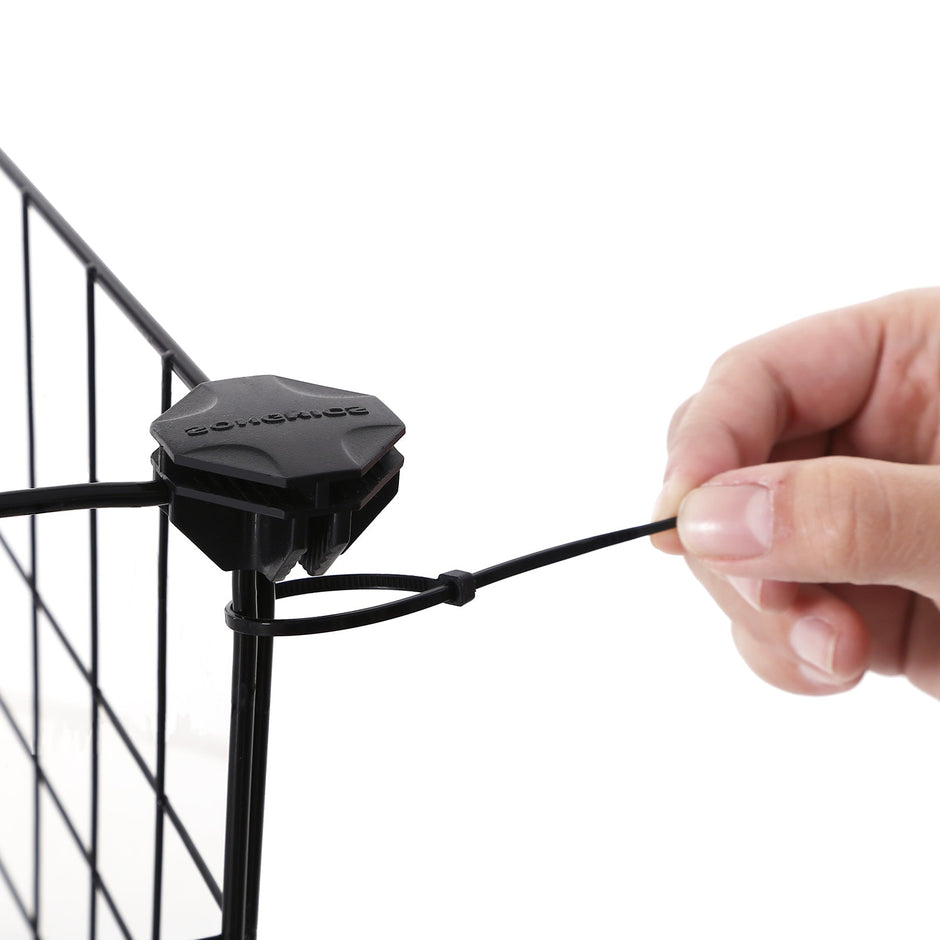 Pet Playpen – Metal Mesh – Black – Customisable Fence with Door for Small Animals
