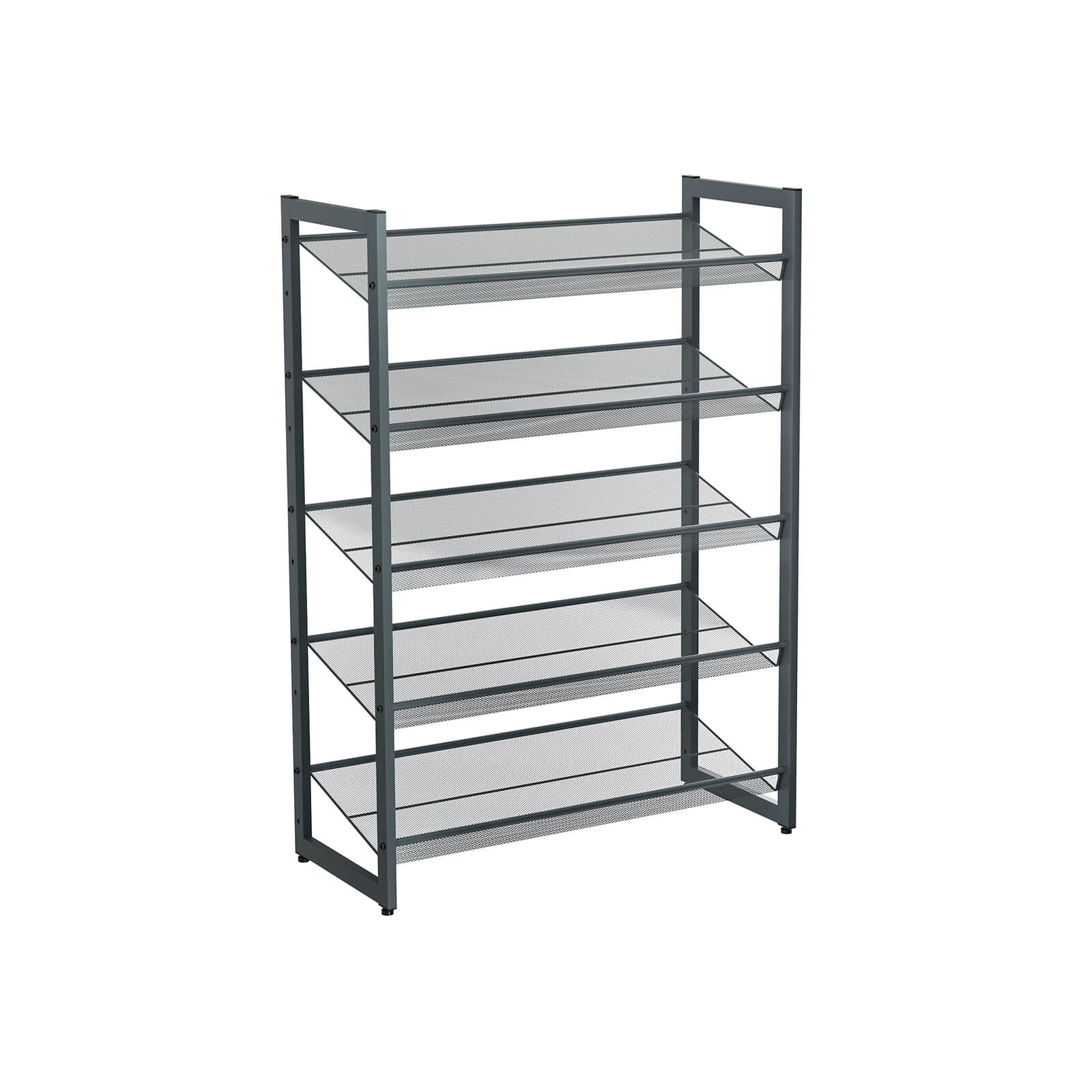 5-Tier Metal Mesh Shoe Rack – Cool Grey – Stackable Design for 15 to 20 Pairs of Shoes