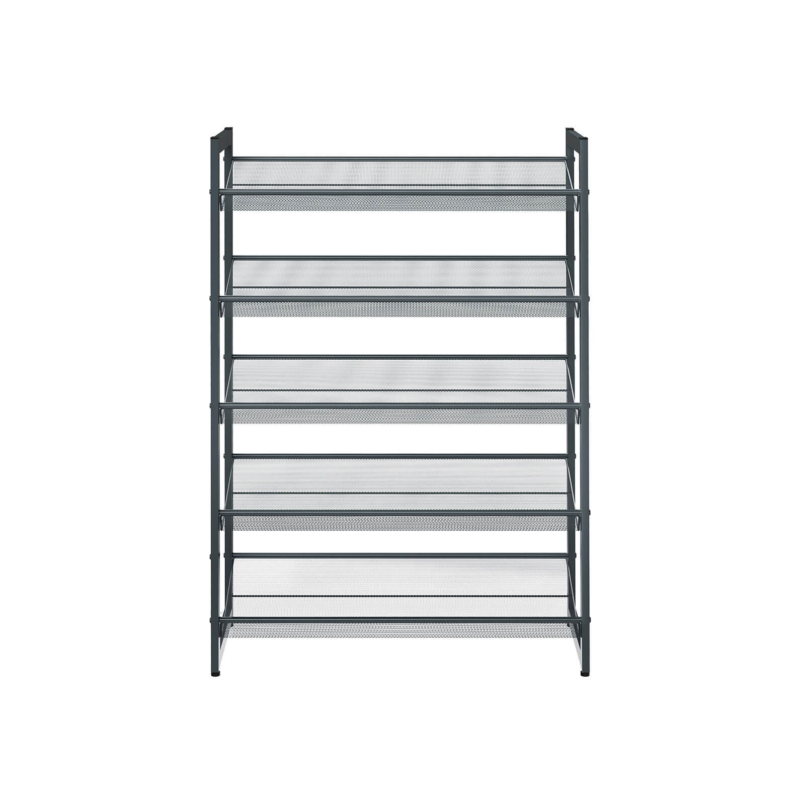 5-Tier Metal Mesh Shoe Rack – Cool Grey – Stackable Design for 15 to 20 Pairs of Shoes