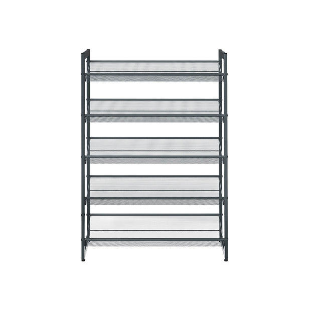 5-Tier Metal Mesh Shoe Rack – Cool Grey – Stackable Design for 15 to 20 Pairs of Shoes