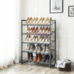 5-Tier Metal Mesh Shoe Rack – Cool Grey – Stackable Design for 15 to 20 Pairs of Shoes