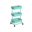 Metal Rolling Cart – Metal – Mint Green – 3-Tier Design with Height Adjustable Shelves and Brakes