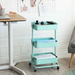 Metal Rolling Cart – Metal – Mint Green – 3-Tier Design with Height Adjustable Shelves and Brakes