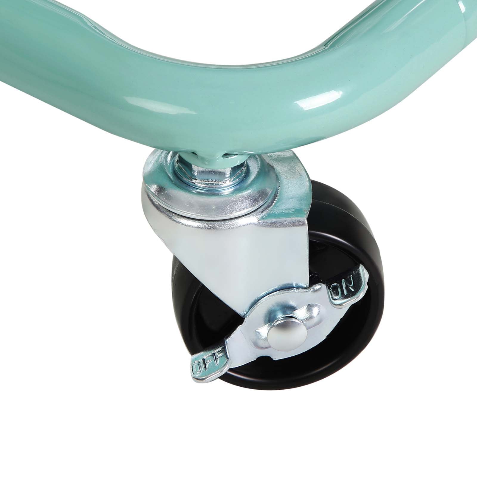 Metal Rolling Cart – Metal – Mint Green – 3-Tier Design with Height Adjustable Shelves and Brakes