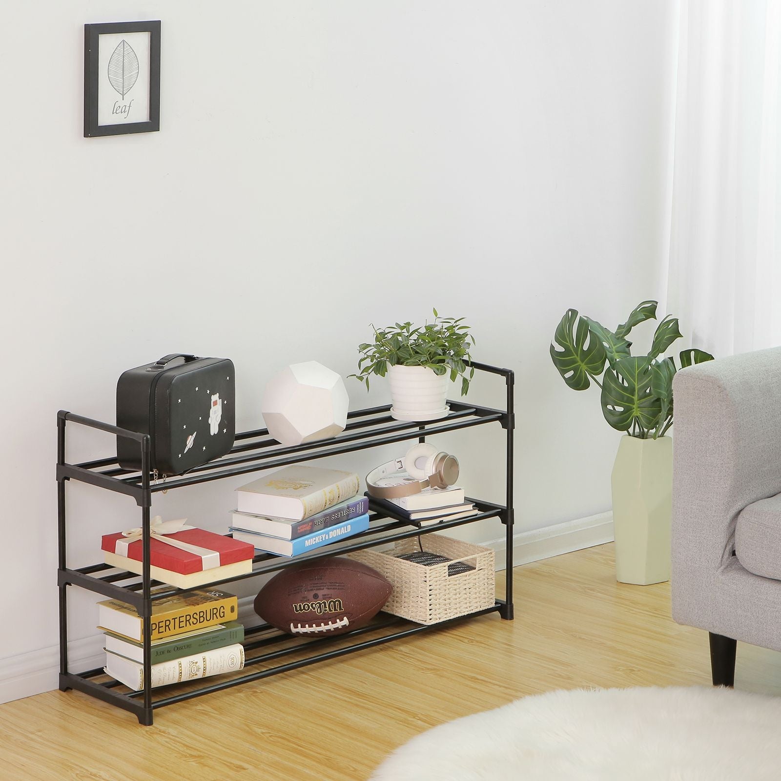 Shoe Rack – Steel – Grey – Holds Up to 15 Pairs, Compact Size