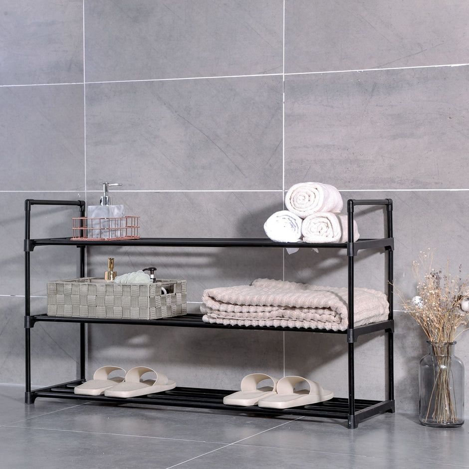 Shoe Rack – Steel – Grey – Holds Up to 15 Pairs, Compact Size