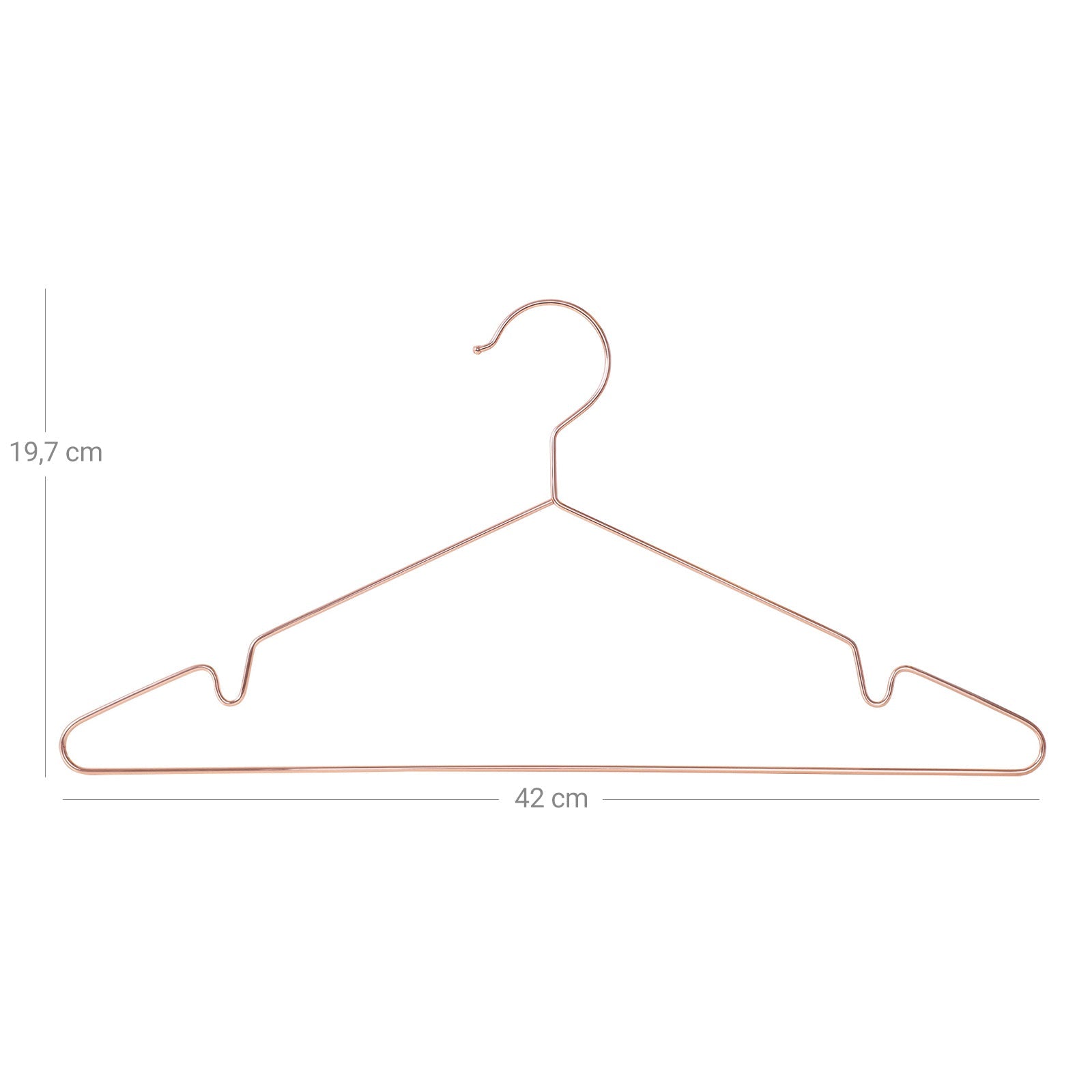 Metal Clothes Hanger – Chromium-plated – Rose Gold – Anti-rust, Non-slip, Space Saving, Pack of 10
