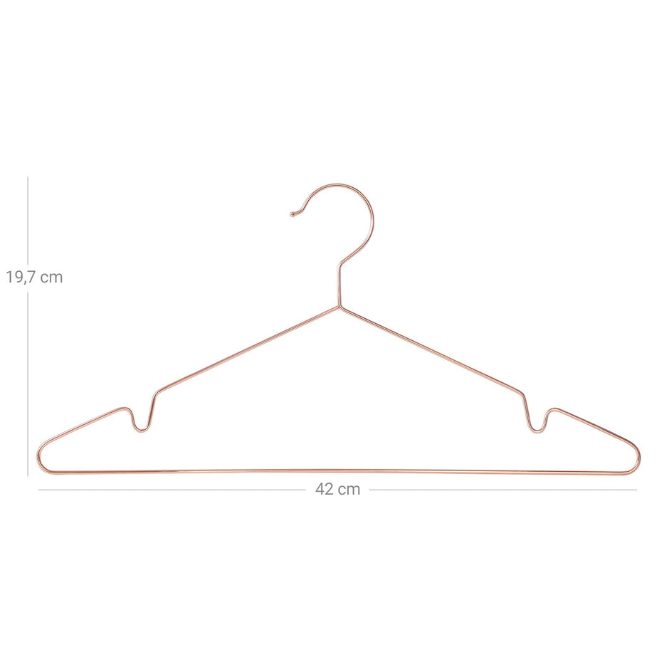 Metal Clothes Hanger – Chromium-plated – Rose Gold – Anti-rust, Non-slip, Space Saving, Pack of 10