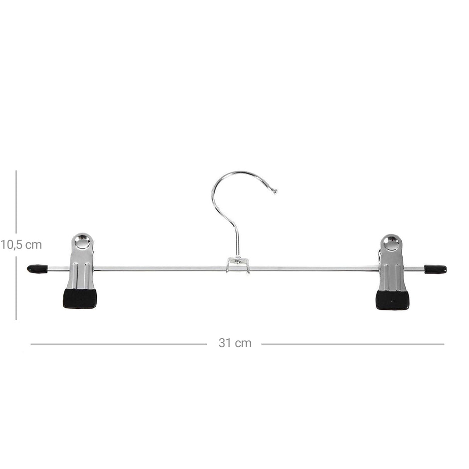 Metal Trouser Hangers – Chrome-Plated – Silver – Non-Slip Design with Clips