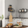 Metal Wall Shelves – Metal – Black – Set of 2 with Hooks, Load Capacity 15 kg