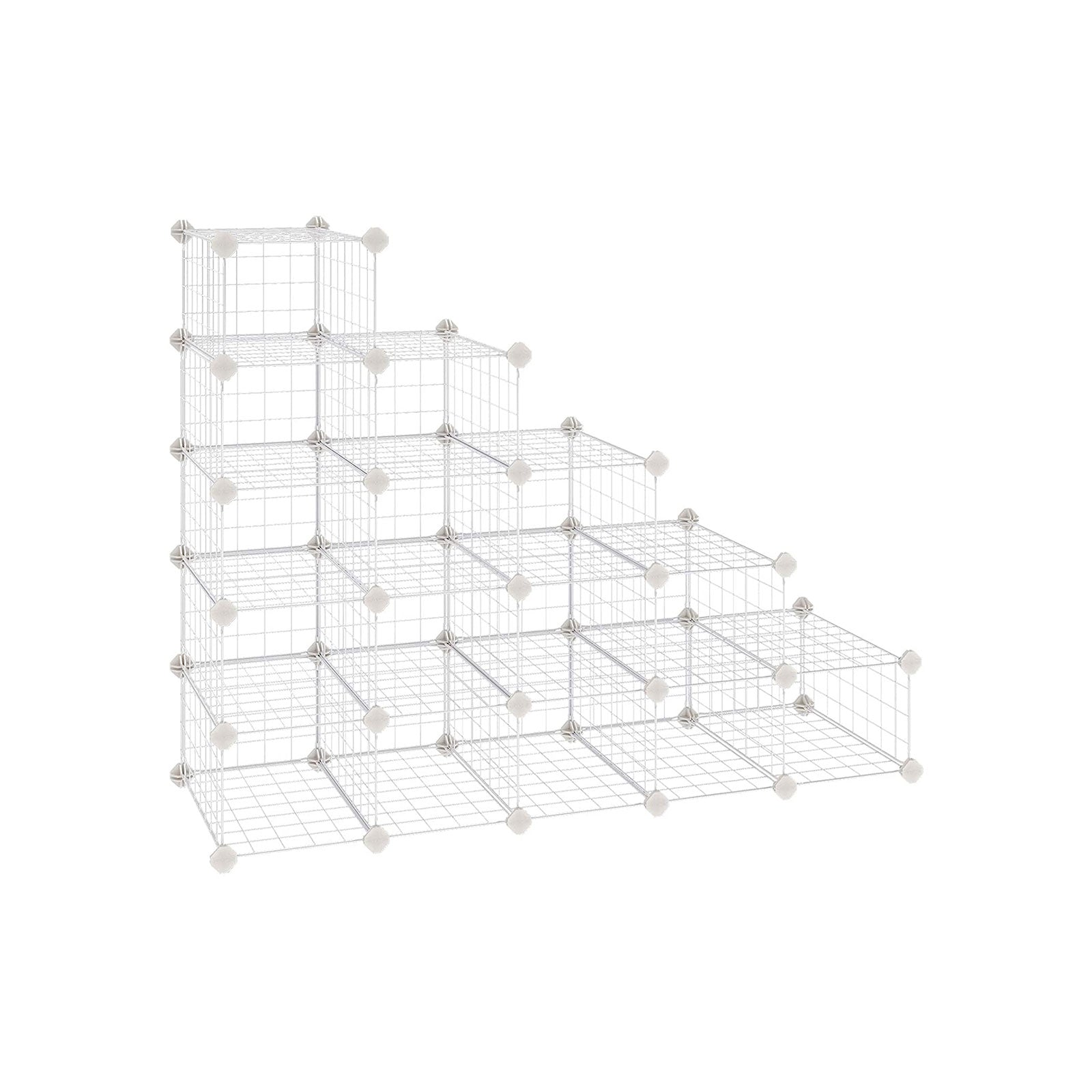 Modular DIY Storage Unit – Metal Wire – White – 16 Cube Design