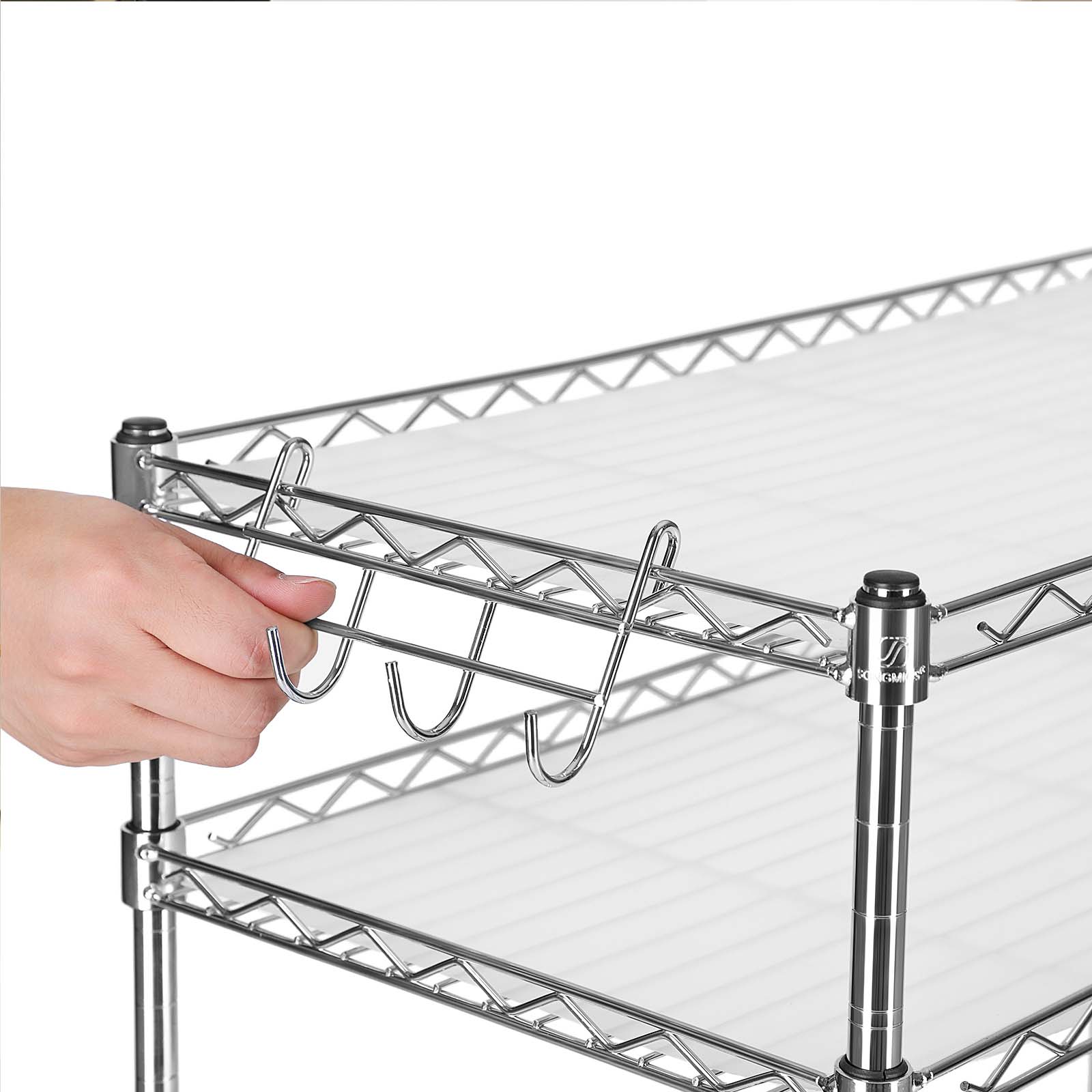 Microwave Oven Rack – Metal – Charcoal Grey – 2-Tier with Adjustable Shelves and Hooks