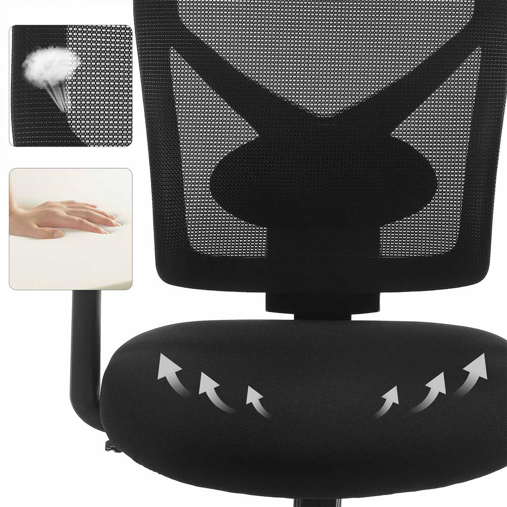 Mid-back Office Chair – Mesh – Black – Swivel with Adjustable Lumbar Support and Armrests