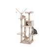 Cat Tree – Engineered Wood – Grey – Multi-Level with Hammock and Scratching Post