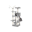 Cat Tree – Wood – Light Grey – Hammock and Scratching Post
