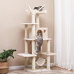 Cat Tree – Engineered Wood – Grey – Multi-Level with Hammock and Scratching Post