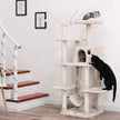 Cat Tree – Engineered Wood – Grey – Multi-Level with Hammock and Scratching Post
