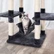 Cat Tree – Engineered Wood – Grey – Multi-Level with Hammock and Scratching Post