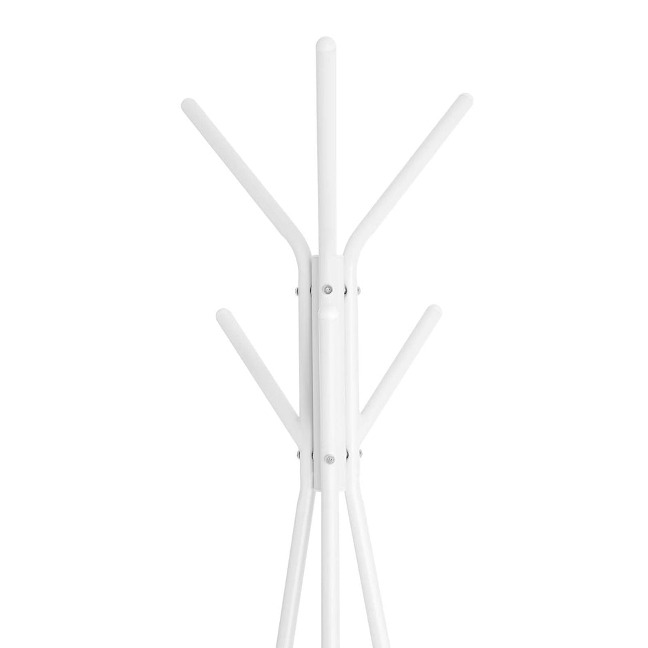 Coat Rack Stand – Faux Marble – White – Minimalist Design with 2 Shelves
