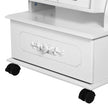 Jewellery Cabinet – Wood – White – Lockable with LED Light and Carving Design