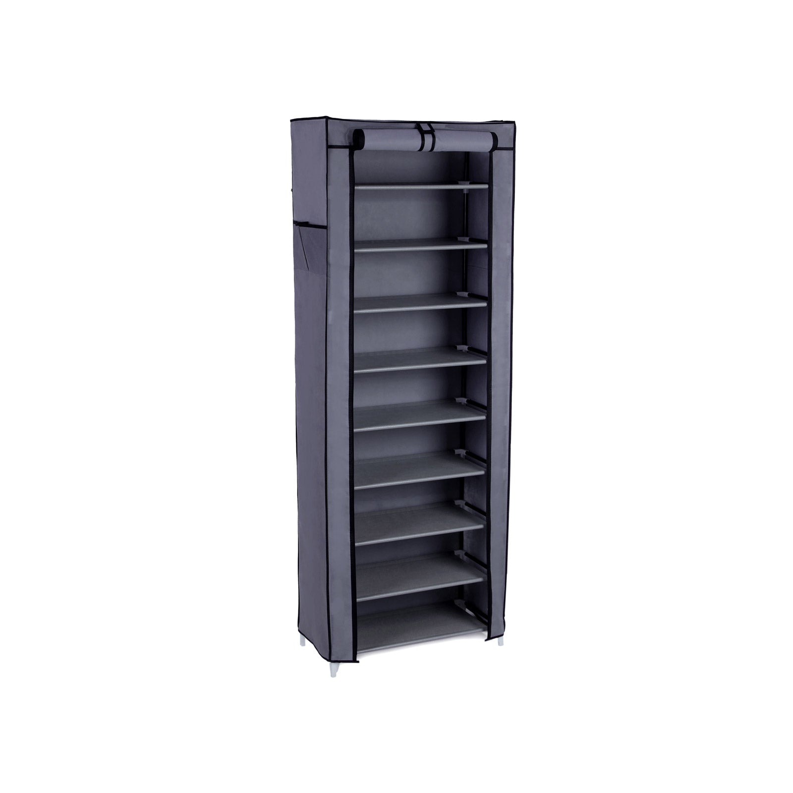 Shoe Rack Cabinet – Metal – Black – 10-Tier Storage for 27 Pairs