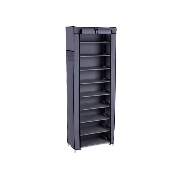 Shoe Rack Cabinet – Metal – Black – 10-Tier Storage for 27 Pairs